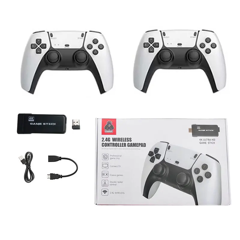 M8 Pro 4K Game Stick Lite (2nd Gen) with Dual Wireless Controllers - 20,000+ Retro Games, 64GB Storage, HDMI Streaming Device